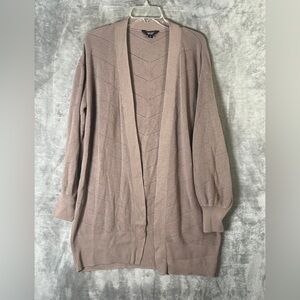 Women's Open-Front Taupe Cardigan Sweater